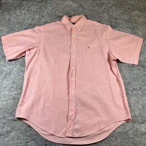 Vintage 90's Ralph Lauren Dress Shirt Men's XL Pink Short Sleeve Flesh Pony